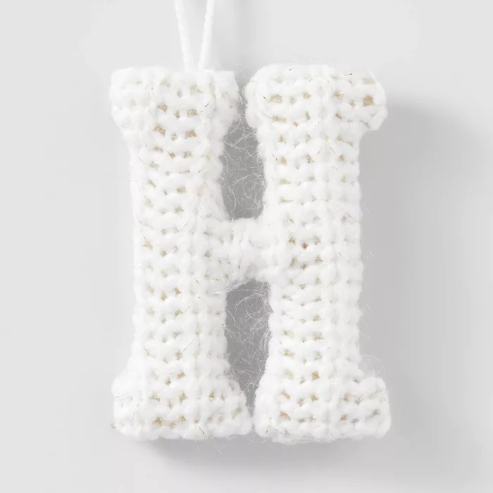 Chunky Knit  Monogram Christmas Tree Ornament White/Gold  - Wondershop™ | Target