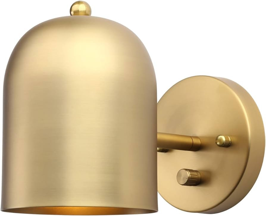 Pathson Modern Dimmable Wall Sconce, Adjustable Bedside Wall Light Lamp Brass Finish Wall Vanity ... | Amazon (US)