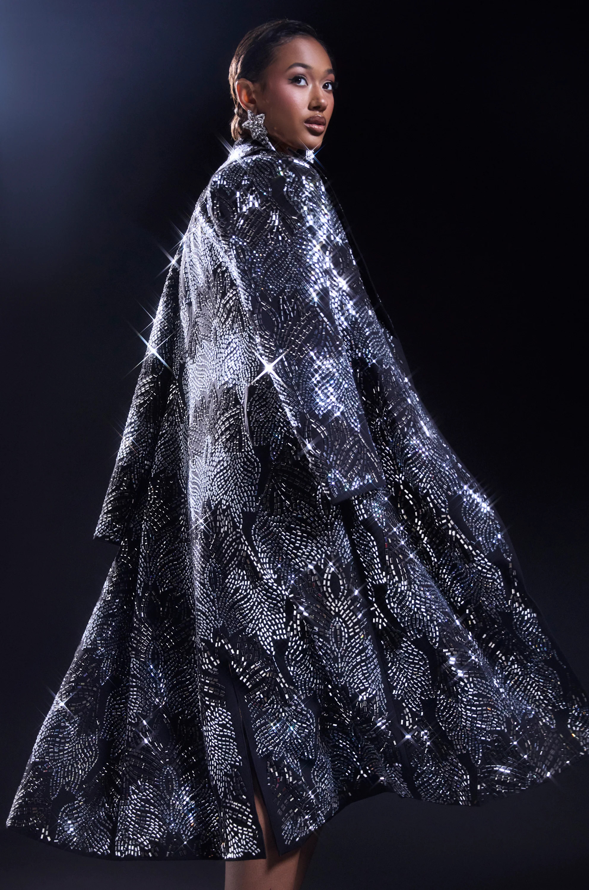 SHE IS THE MOMENT RHINESTONE TRENCH | AKIRA
