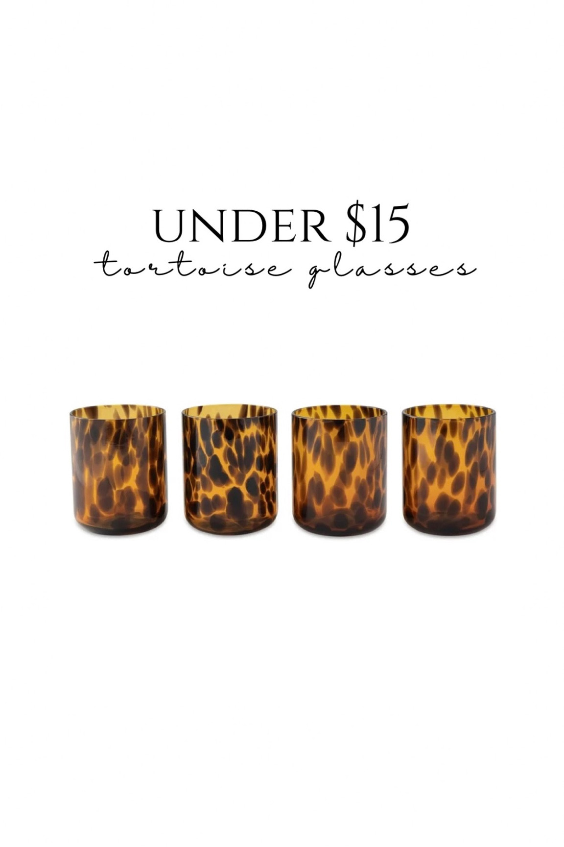 Tortoise is having a moment and I’m here for it 😍 set of 4 tortoise glasses under $15! 
Fall decor tortoise glassware drinking glasses fall tablescape

#LTKHome #LTKFindsUnder50 #LTKSaleAlert