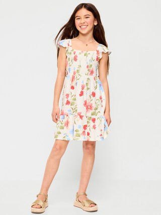 Printed Smocked Fit and Flare Dress for Girls | Old Navy (US)