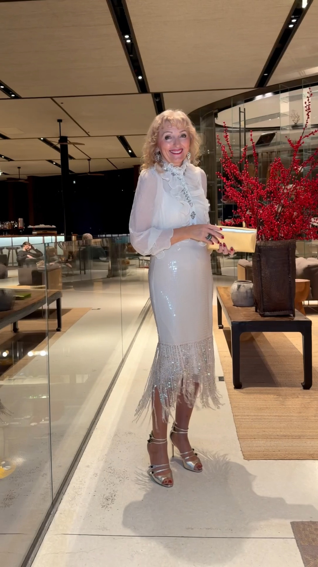 Cloud Dancer elegance 🤍✨

Sequined fringe midi skirt + crystal silk blouse by @richradiqs — timeless, feminine, refined.

Perfect for gala evenings, weddings, or luxury dinners.

#LTKOver40 #LTKootd #LTKSeasonal