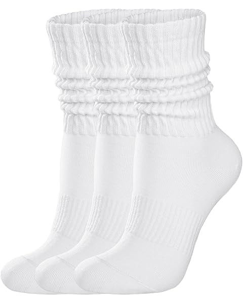 Women's Scrunch Crew Socks Retro 3-Pack Solid Cotton Boot Calf Chunky Ribbed Cozy Slouchy Socks S... | Amazon (US)
