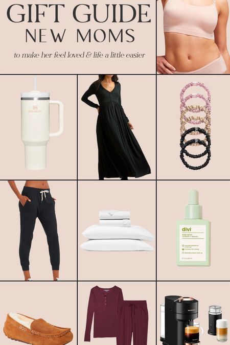 Gift guide for new moms, including the best nursing bra, hair ties, sheets to keep you cool at night, scalp serum to help with postpartum hair, loss, slippers, joggers, and everything in between. Perfect for the new mom after birth.


#LTKbaby #LTKGiftGuide