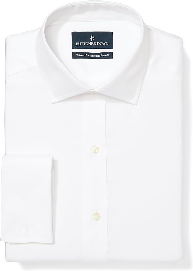 Amazon Brand - BUTTONED DOWN Men's Tailored Fit French Cuff Dress Shirt, Supima Cotton Non-Iron, ... | Amazon (US)