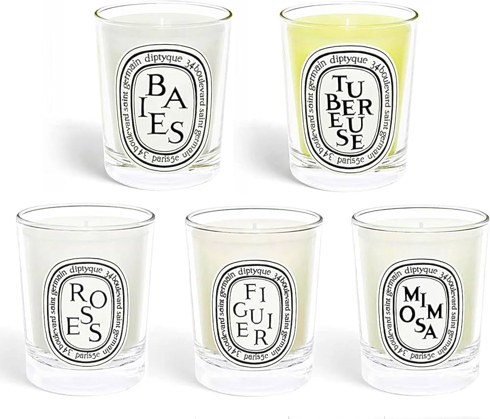 Diptyque Baies Roses Figuier Mimosa & Tubereuse 5 Piece Scented Candle Gift Set 35 Grams Each Lim... | Amazon (US)