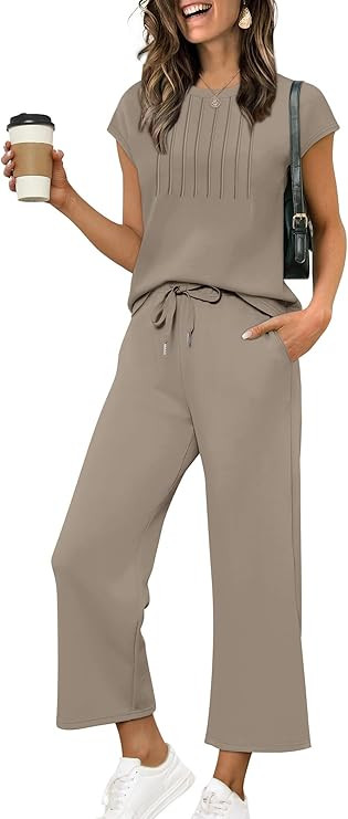 Sampeel Two Piece Sets for Women Summer Vacation Outfits Cap Sleeve Tops Lounge Matching Sets Wom... | Amazon (US)