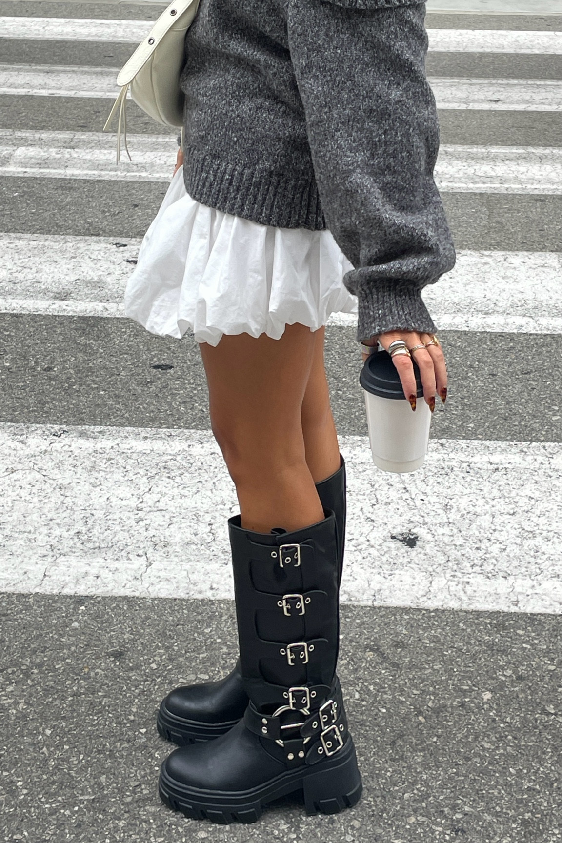 Black moto boots and white bubble skirt  #LTKShoeCrush 

#LTKFindsUnder100 #LTKFindsUnder50