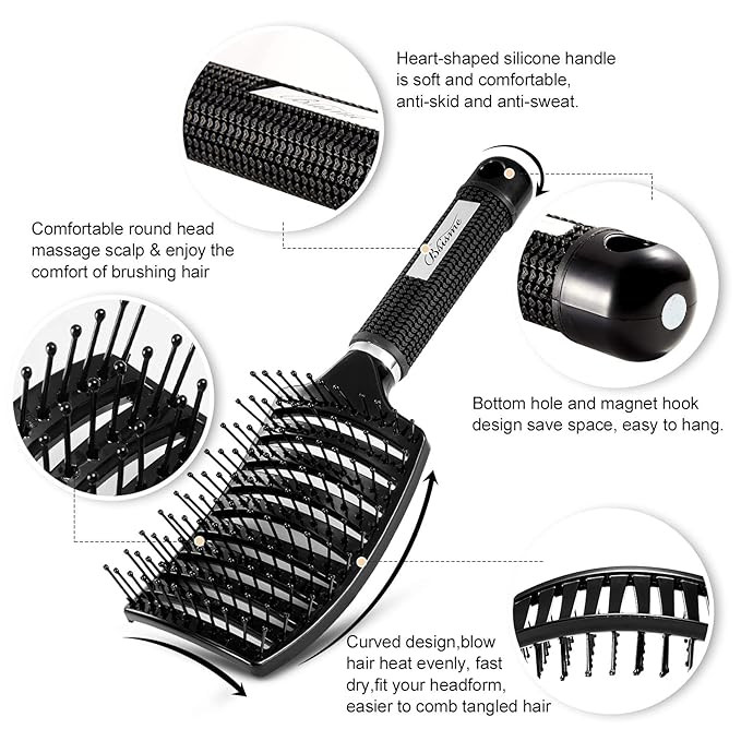 Hair Brush, Curved Vented Brush Faster Blow Drying, Professional Curved Vent Styling Hair Brushes... | Amazon (US)