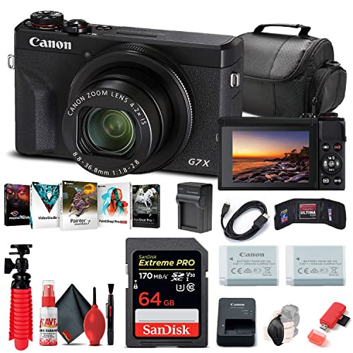 Canon PowerShot G7 X Mark III Digital Camera (Black) (3637C001), 64GB Memory Card, NB13L Battery, Corel Photo Software, Charger, Card Reader, Bag, Flex Tripod + More (International Model) (Renewed) | Amazon (US)