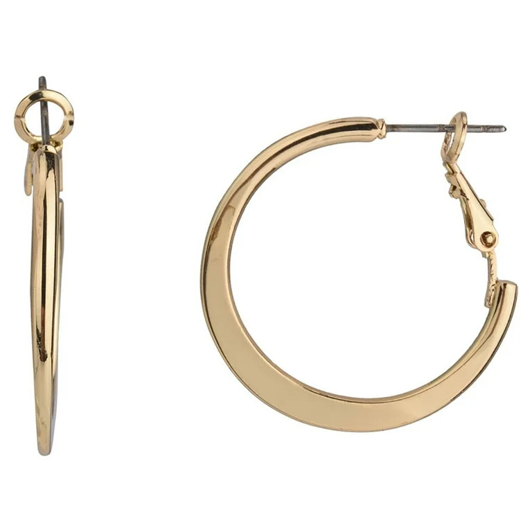 Time and Tru Gold Glat Hoop Earring - Walmart.com | Walmart (US)