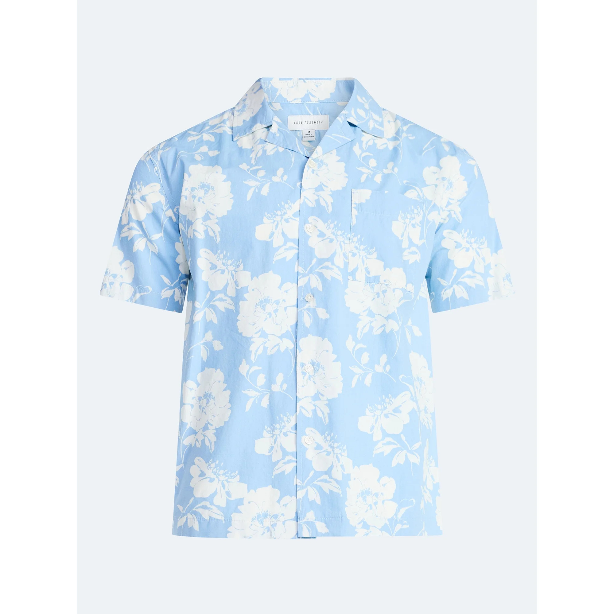 Free Assembly Men's Floral Cotton Camp Shirt with Short Sleeves, Sizes S-3XL | Walmart (US)