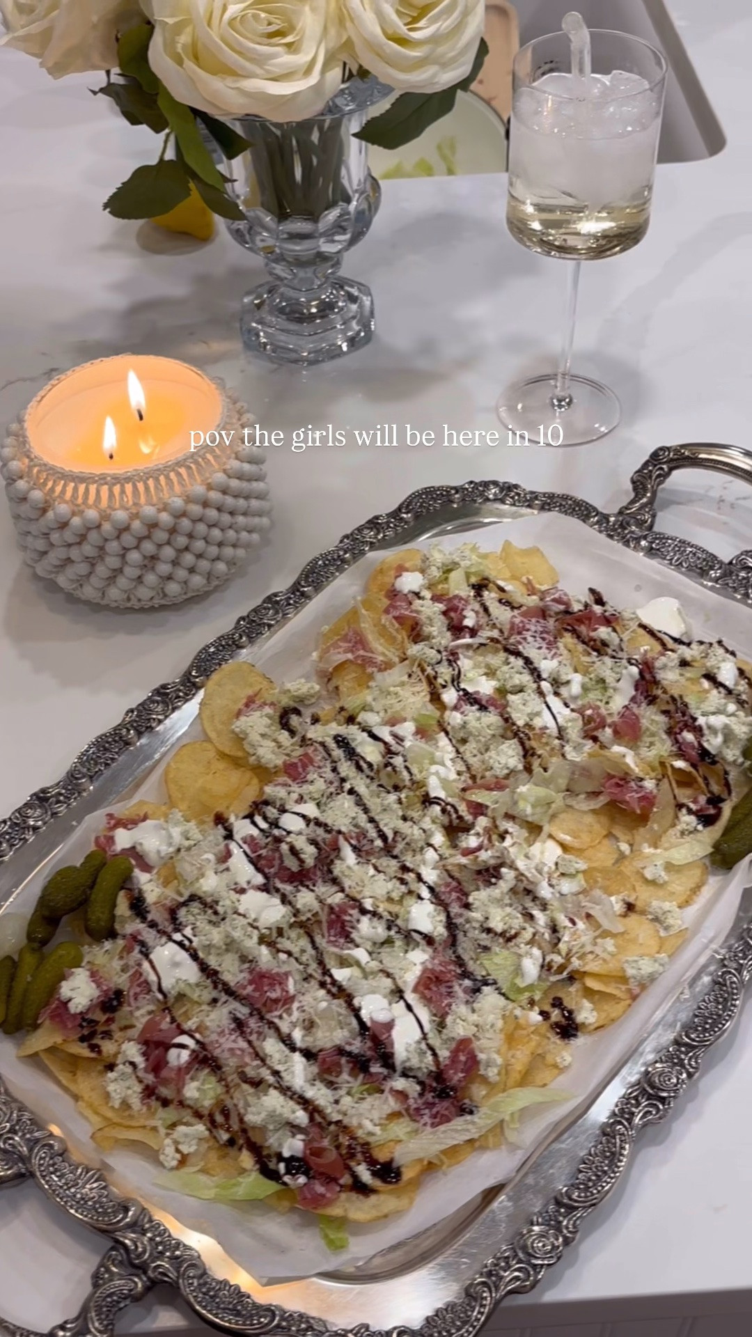 girls night calls for a chip plate 🤤🤍 this is soooo delicious! 

ingredients:
Potato chips
Shredded iceberg lettuce (I coated in red wine vinegar, lemon juice, dash of olive oil)
Boursin cheese
Prosciutto
Parmesan
Sour Cream (mixed with lemon juice)
Balsamic glaze

#LTKvlog #LTKfoodie #LTKHome