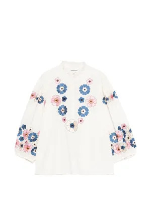 Antik Batik Amantina floral-embroidered Blouse | Neutrals | FARFETCH | Farfetch Global