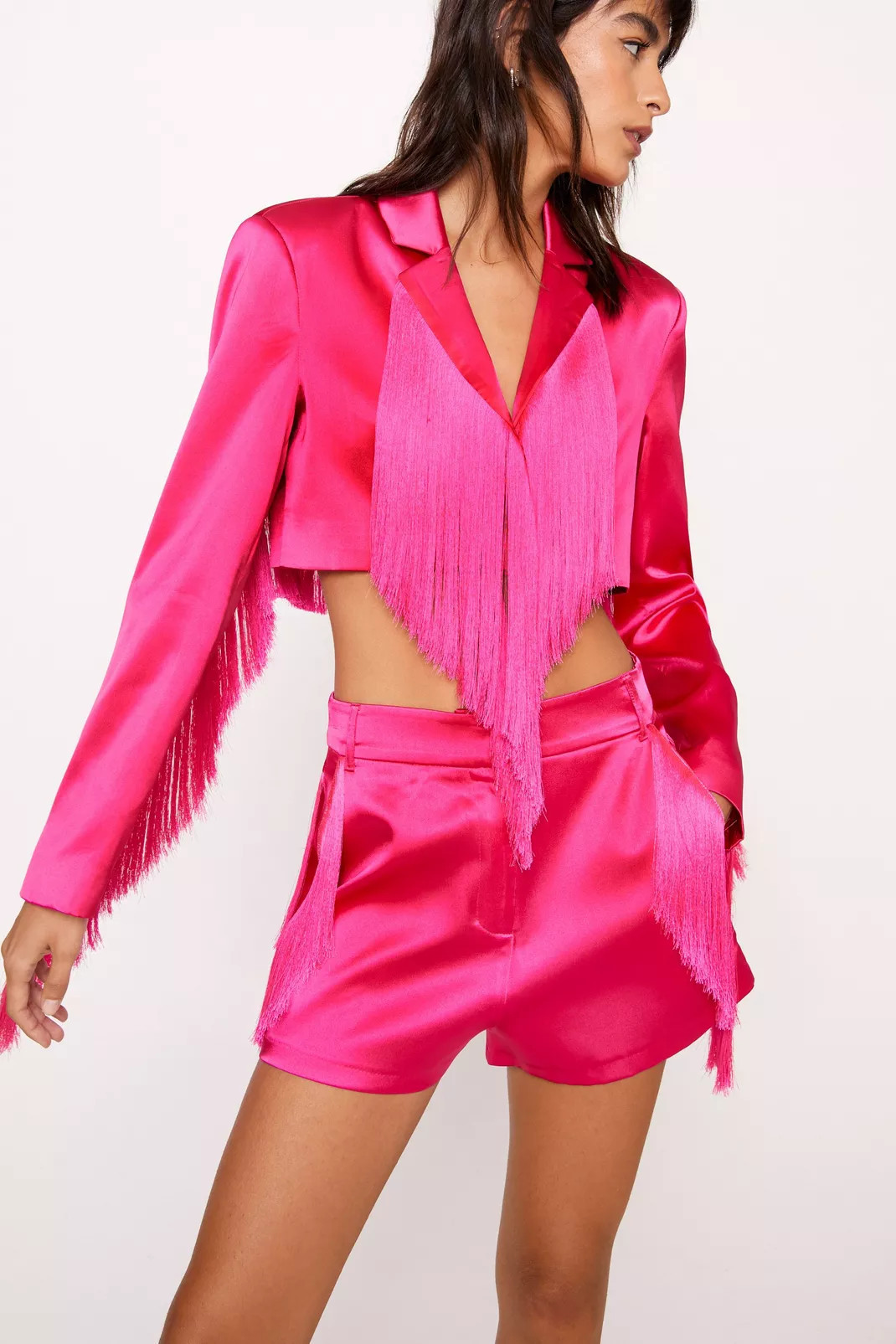Premium Fringe Bonded Two Piece Satin Shorts | Nasty Gal (US)