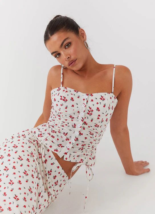 Ariana Linen Maxi Skirt - Poppy Floral | Peppermayo (Global)