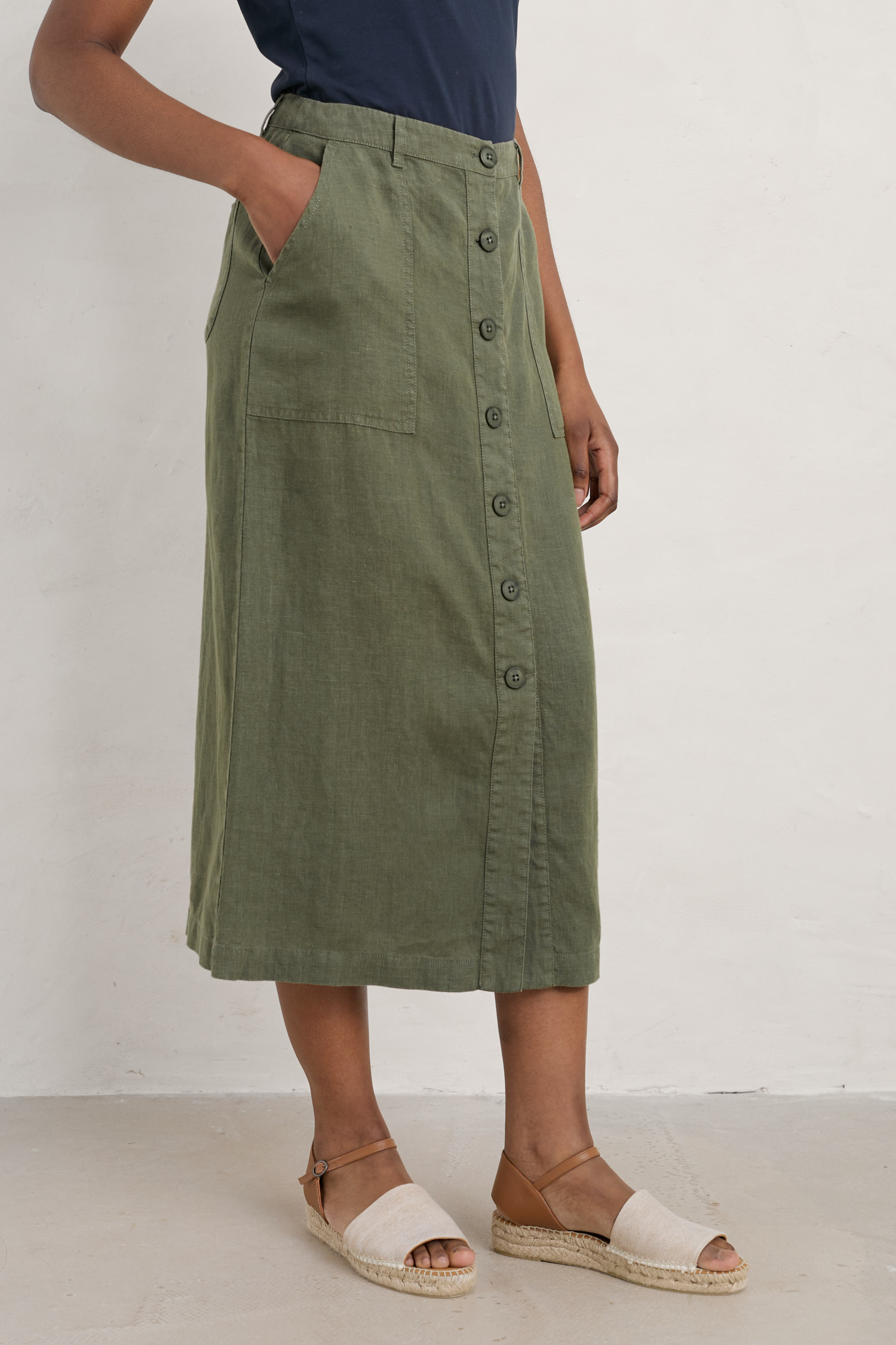 Rosewell Farm Linen Midi Skirt | Seasalt Cornwall