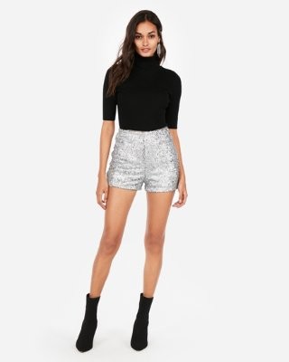 Super High Waisted Sequin Shorts | Express