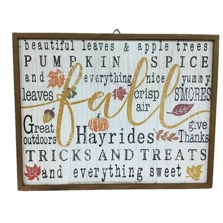 Way To Celebrate Harvest Fall Words Rectangle Wood Wall Hanging 24.8 in | Walmart (US)