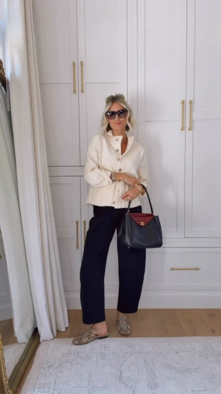 An easy, classic look for fall! I love the shape of this cardigan! Looks so elevated! Wearing S in cardigan & XS in barrel pants!

Loverly Grey, fall outfit, fall workwear, cream cardigan, barrel pants, black pants

#LTKSeasonal #LTKWorkwear