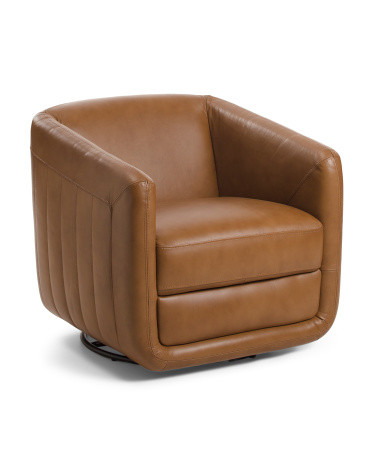 28x28 Leather Grease Swivel Chair | Polyester/Leather | Marshalls