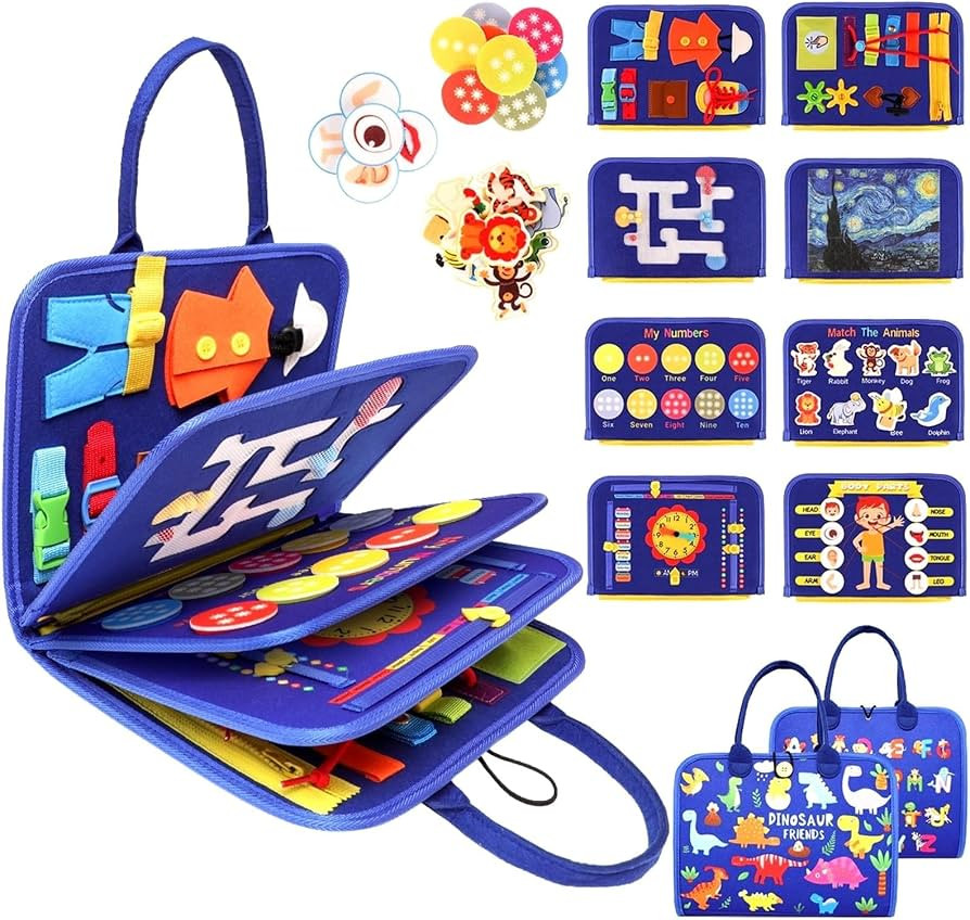 8 in 1 Busy Board for Toddlers 1 2 3 4 Busy Book Toddlers 1-3, Airplane Travel Essential Toys Gam... | Amazon (US)