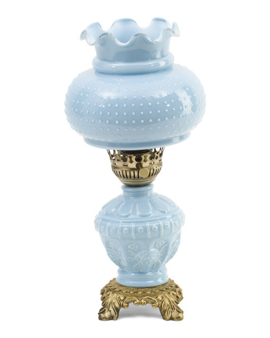 17.25in Milky Glass Embossed Table Lamp | Lighting | Marshalls | Marshalls