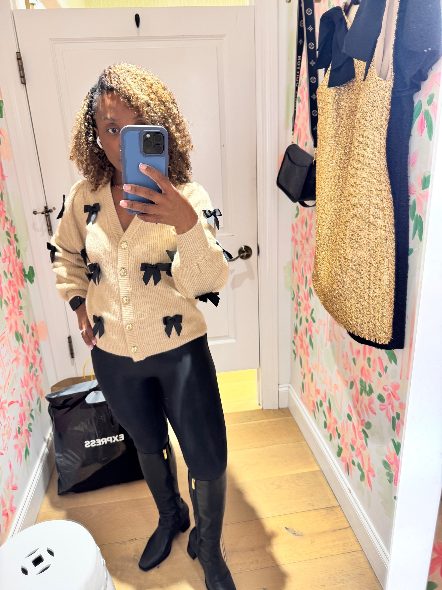 Shopping for my soul today! 🛍️ Usually I sew my own clothes, but this Lilly Pulitzer bow cardigan was love at first sight. Styling it with my go-to Spanx faux leather leggings and tall boots for a chic winter look.

🎀 Shop the look: I've linked this exact cardigan, my leggings, and a gorgeous holiday dress I found in the fitting room!

#LillyPulitzer #SpanxStyle #HolidayOutfit #BowSeason #SewingForMySanity"

#LTKHoliday #LTKGiftGuide #LTKPetite