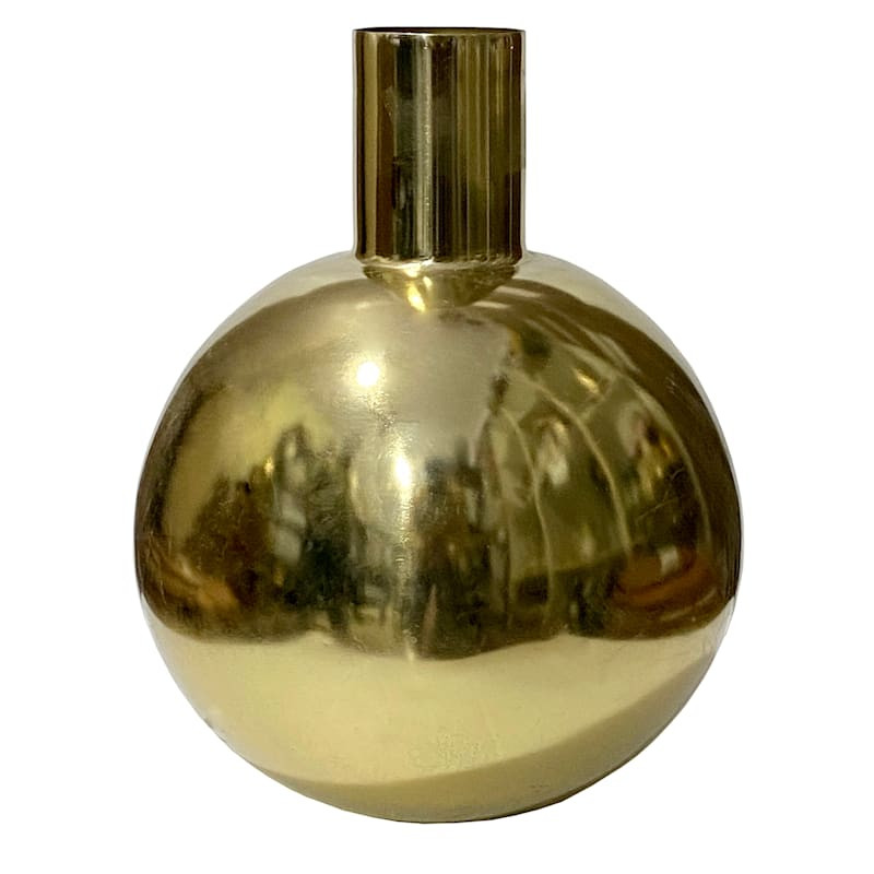 Gold Metal Round Vase, 14" | At Home