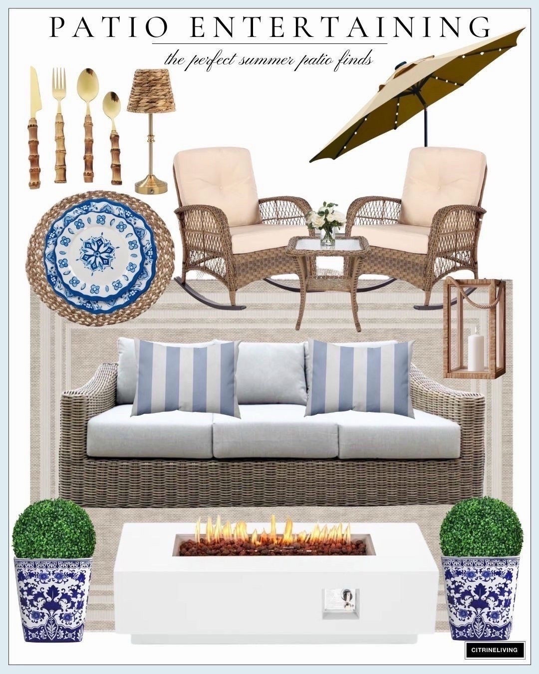 Patio entertaining - perfect for hosting this summer! outdoor seating, outdoor finds, patio finds, outdoor favorites, planters, faux outdoor plants, fire pit, outdoor pillows, outdoor rug, outdoor rocking chair, outdoor dining

#LTKSeasonal #LTKHome