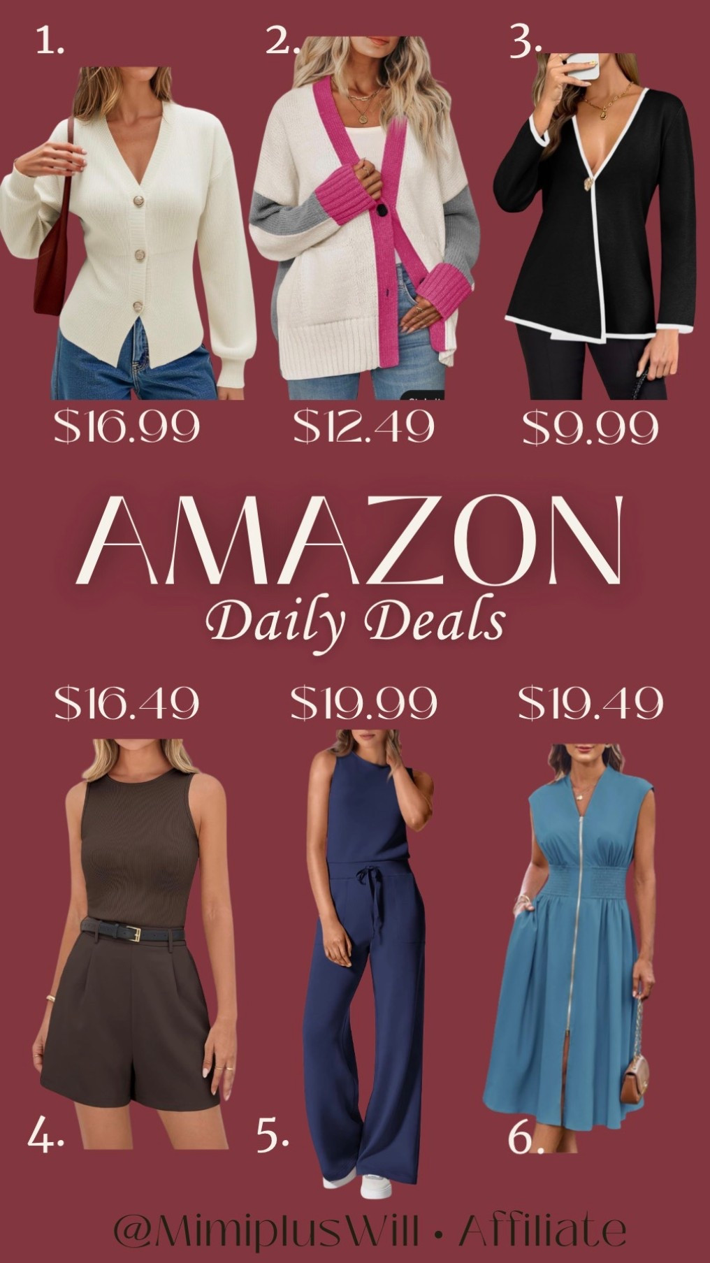 Amazon daily deals! Use the codes below for a limited time!

1. HFA7XMZ2
2. 6PVB3VNB
3. KCDDUVT9
4. 45ZMKEUC
5. Y9ZNGI6N
6. UQNUZTPD

Amazon deals | Amazon fashion | matching set | sweater | date night | casual set
Follow @mimipluswill for more! 

#LTKSeasonal #LTKPetite #LTKSaleAlert