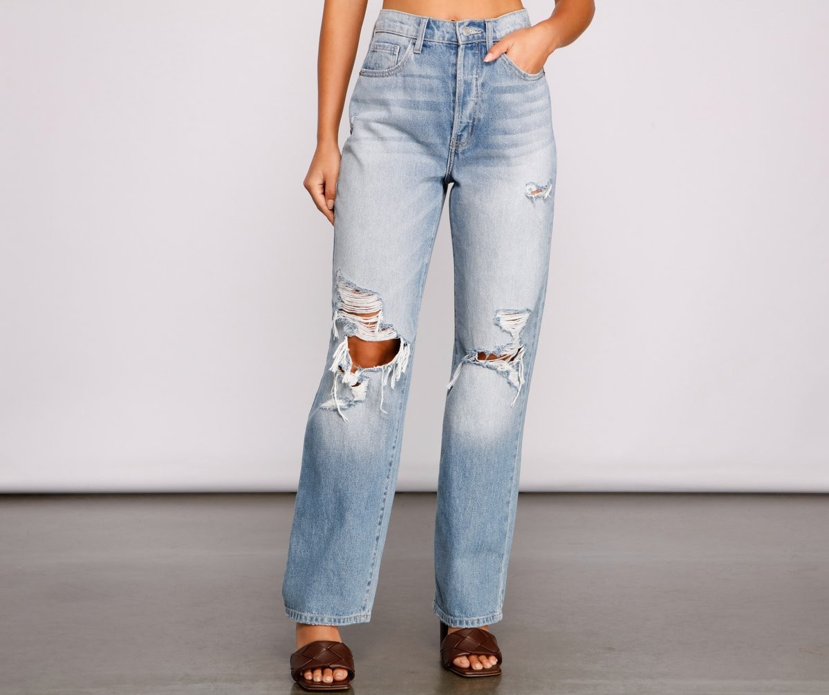 High Rise Destructed Boyfriend Jeans | Windsor Stores
