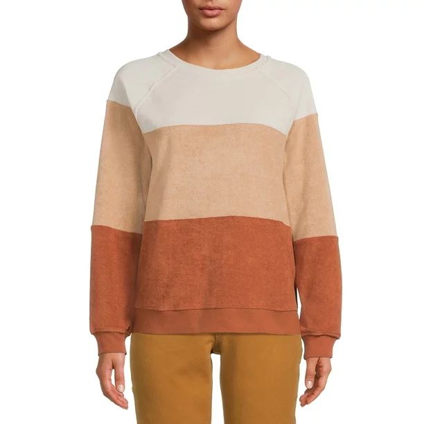 Time And Tru Women's Color Block Sweater - Walmart.com | Walmart (US)