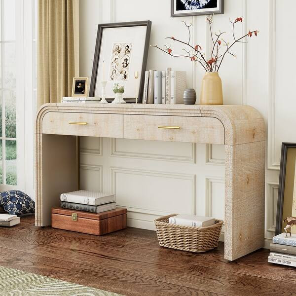 Unique Retro Silhouette Console Table Sideboard Cabinet with Open Style, 2 Top Drawers, Adjustabl... | Bed Bath & Beyond