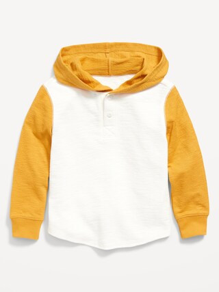 Unisex Color-Blocked Thermal-Knit Henley Hoodie for Toddler | Old Navy (US)