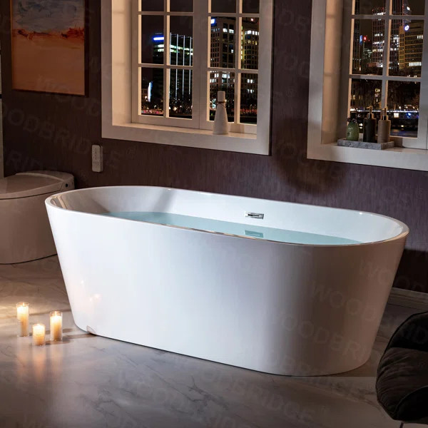 BTA1701 71'' x 32'' Freestanding Soaking Acrylic Bathtub | Wayfair North America