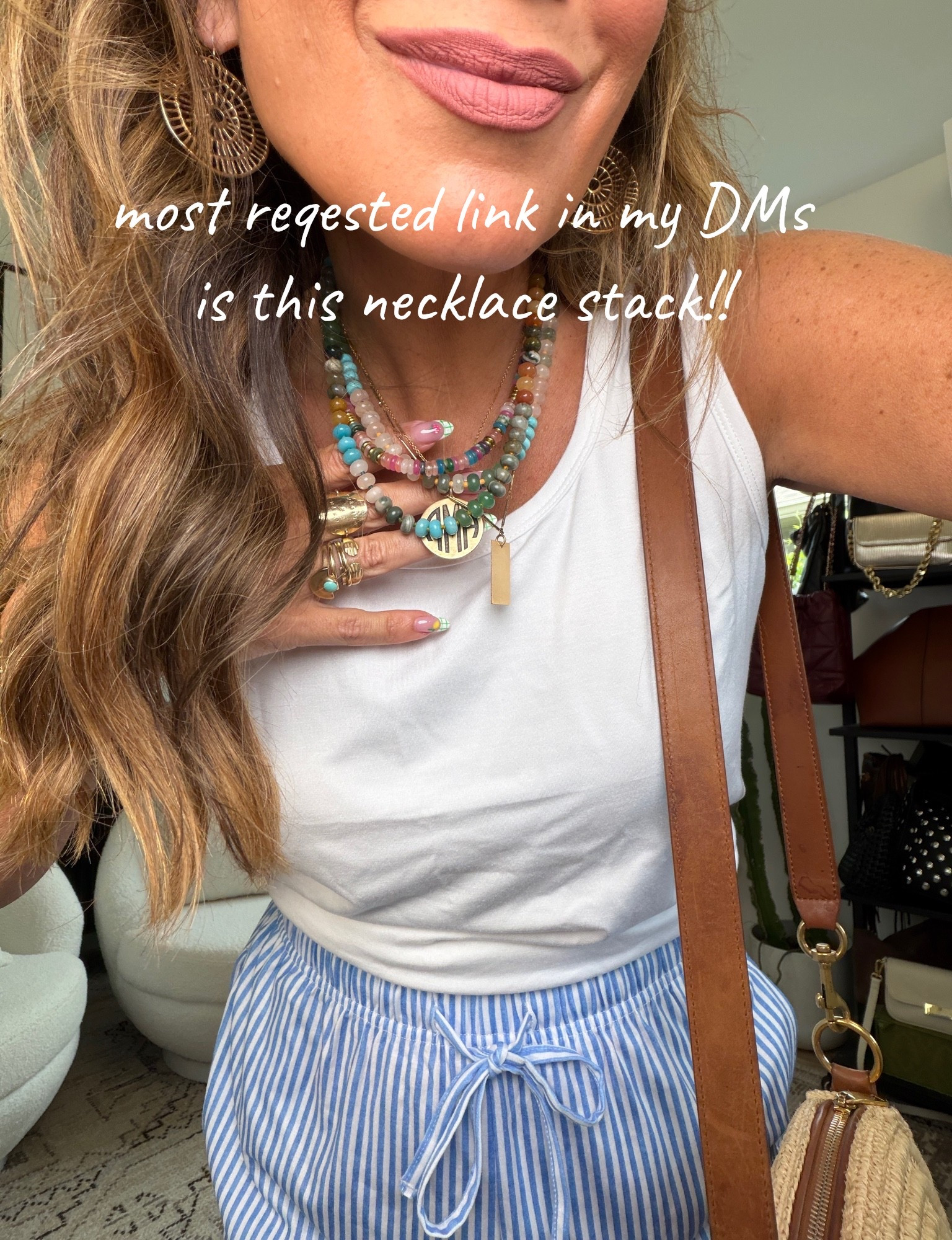 Most worn necklace stack and most requested link in my DMs!!
My gold monogram necklace is from Mimosa Handcrafted. I can’t link it.