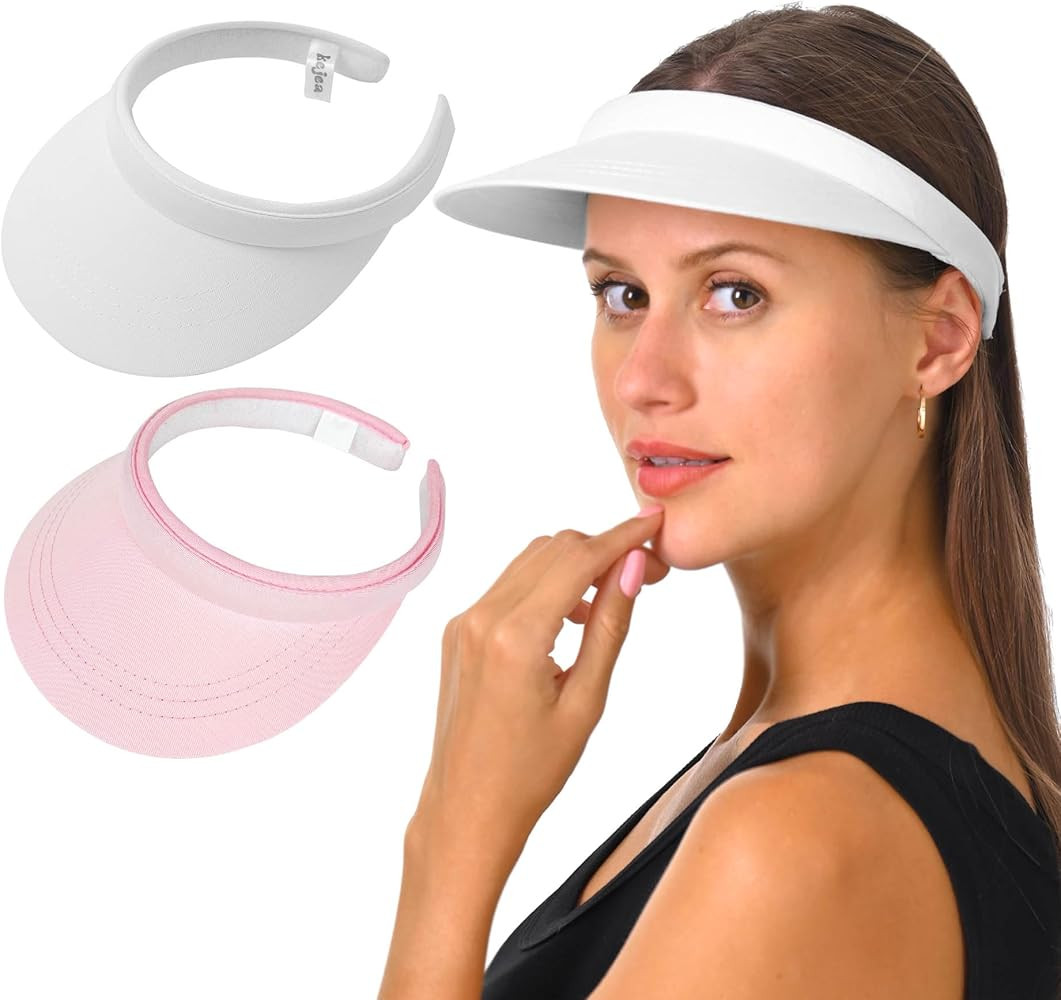 2 Pack Visor Women Men Sun Hat Clip On Visors Adjustable Sport Wide Brim Cap | Amazon (US)