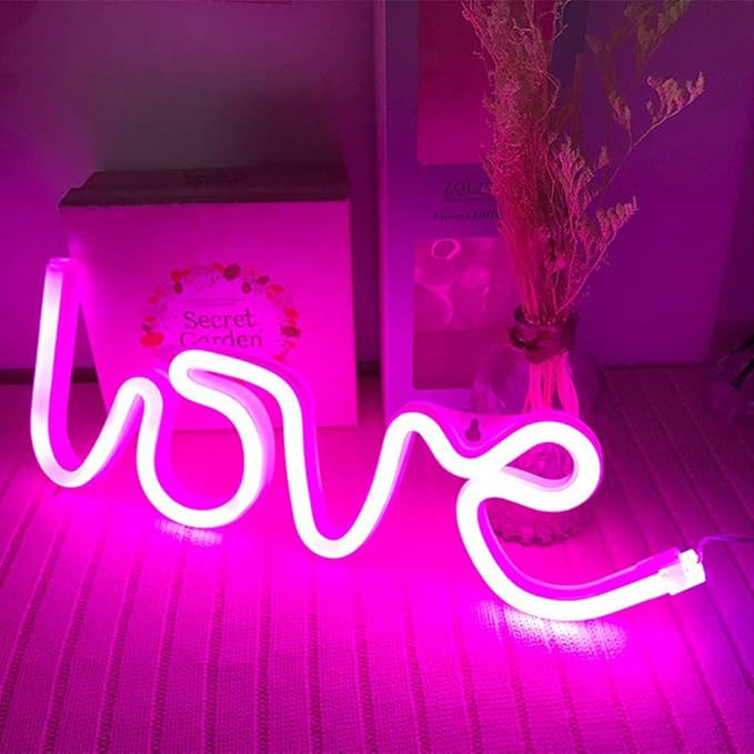 Neon Love Signs Light LED Love Art Dorm Decor Sign-Wall Decor-Table Decor for Valentine's Gift Gi... | Amazon (US)