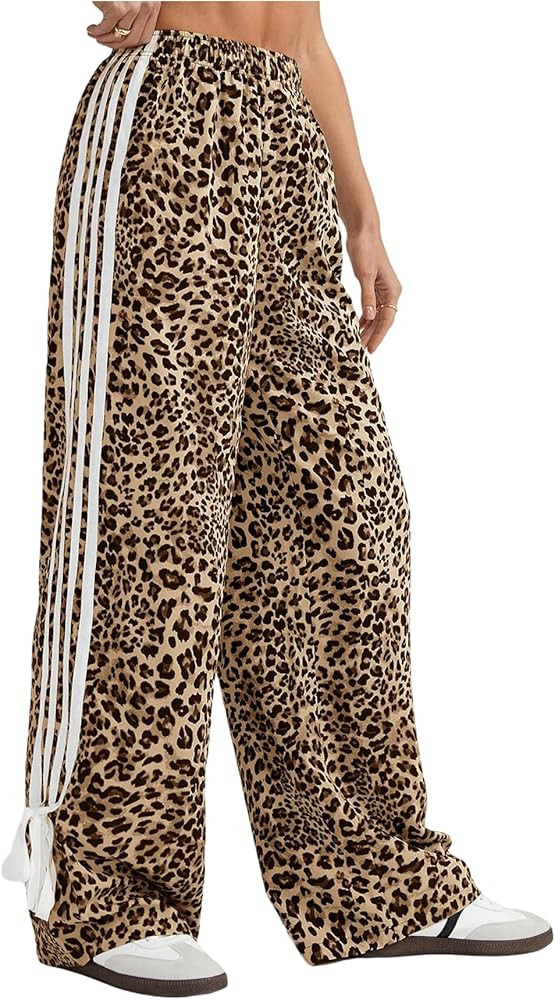 GORGLITTER Women's Leopard Cheetah Baggy Pants Bow High Waisted Wide Leg Trousers | Amazon (US)