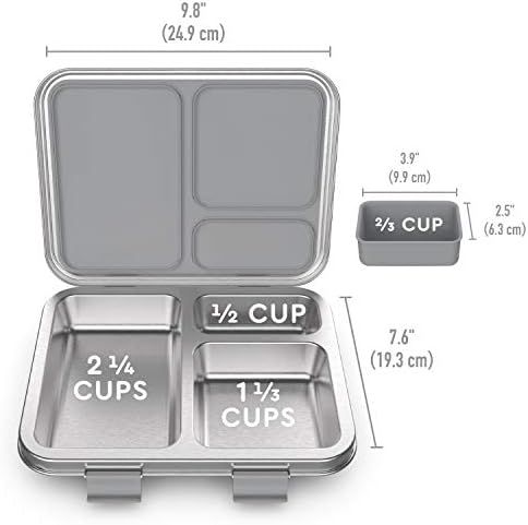 Bentgo Kids Stainless Steel Leak-Resistant Lunch Box - Bento-Style, 3 Compartments, and Bonus Silico | Amazon (US)