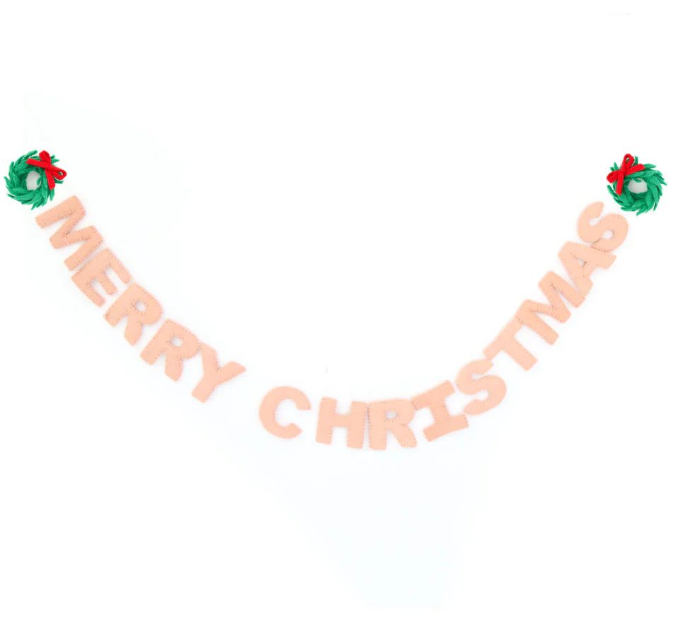Merry Christmas Pink Felt Garland | Ellie and Piper