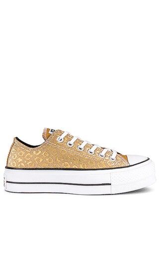 Chuck Taylor All Star Leopard Glitter Platform Sneaker in Gold, Black, & White | Revolve Clothing (Global)