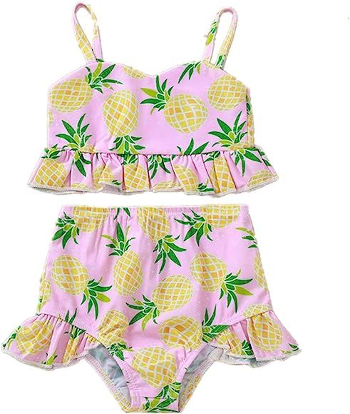 Toddler Baby Girl Swimsuit Floral Print Sling Bikini Top+Shorts Bathing Suits | Amazon (US)