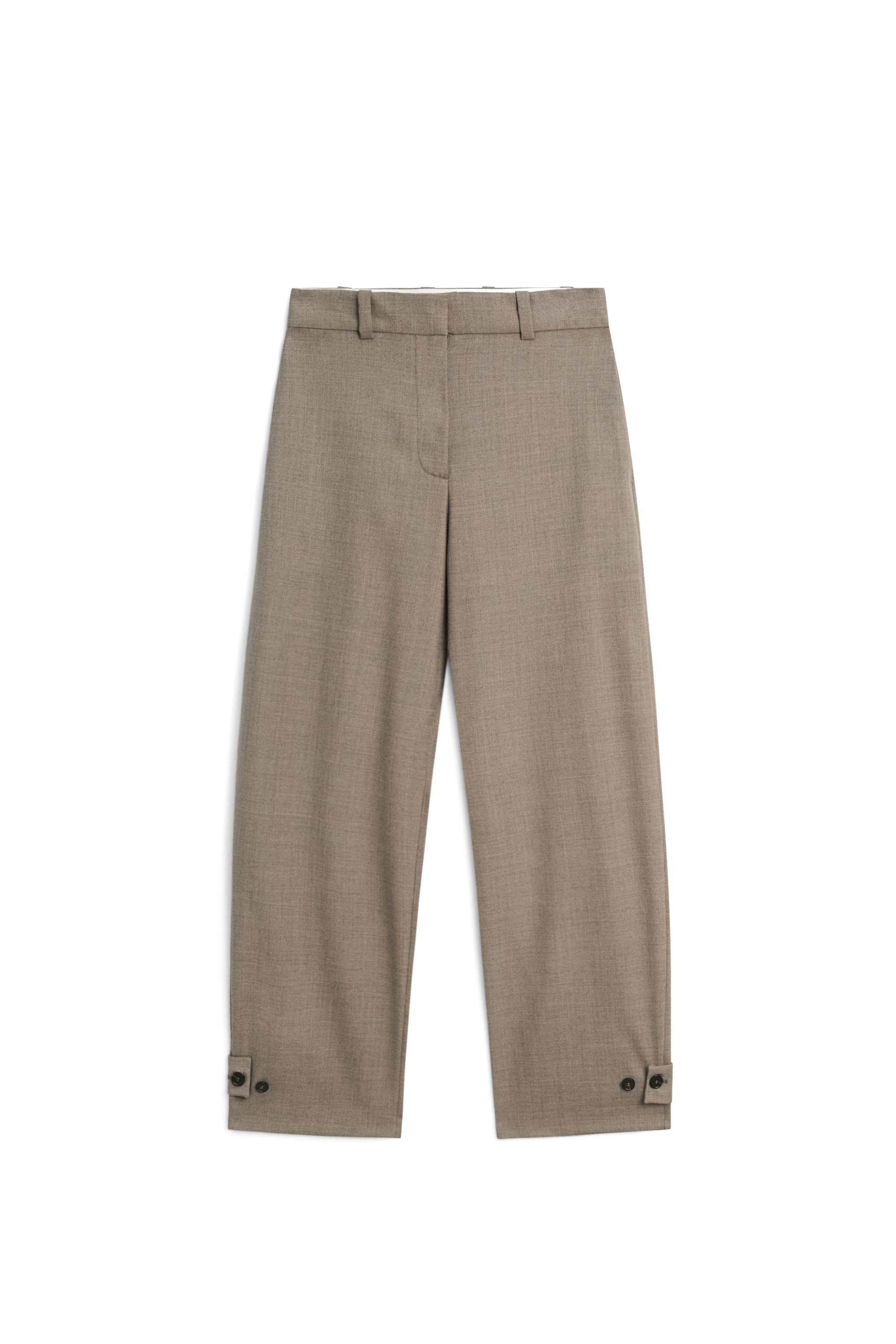 100% wool darted pants with buttoned hem detail - Sand | Massimo Dutti US