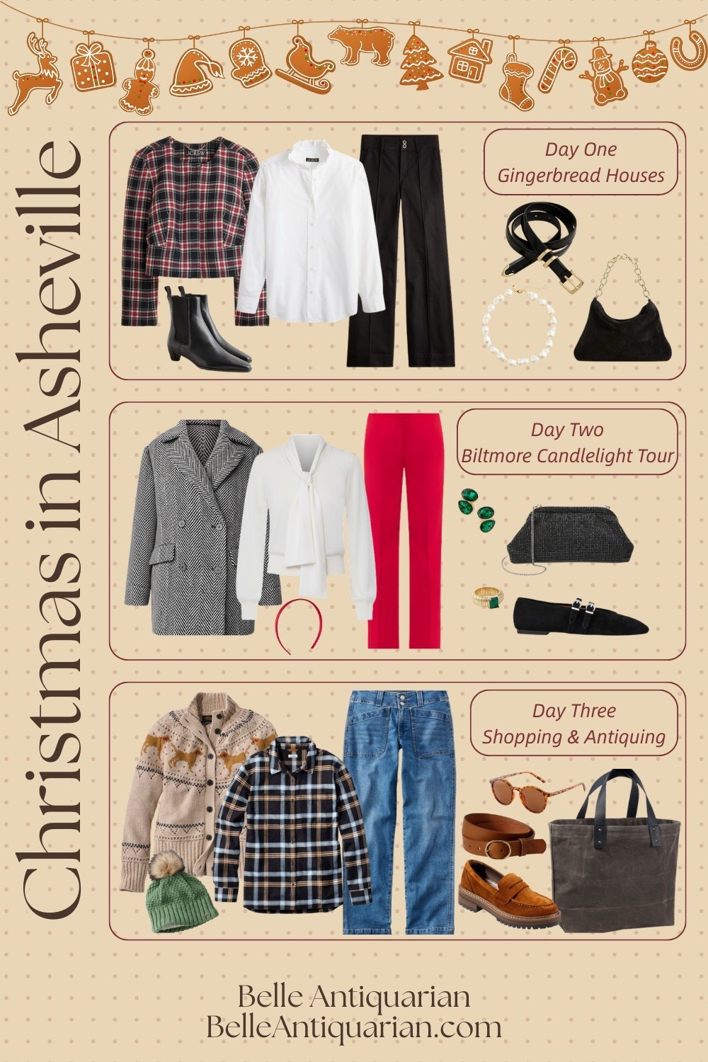 Planning a Christmas getaway to Asheville? I put together three classic outfit ideas to make dressing for the Grove Park Inn, the Biltmore Candlelight Christmas Evening, and a day of shopping and antiquing simple and stylish. Each look is warm, comfortable, and perfect for the mountain holiday atmosphere. All pieces are linked here so you can shop the exact outfits or pull inspiration for your own trip. Browse the full collection below. 

 #LTKHoliday #LTKOver40 #LTKTravel

#LTKHoliday #LTKTravel #LTKootd