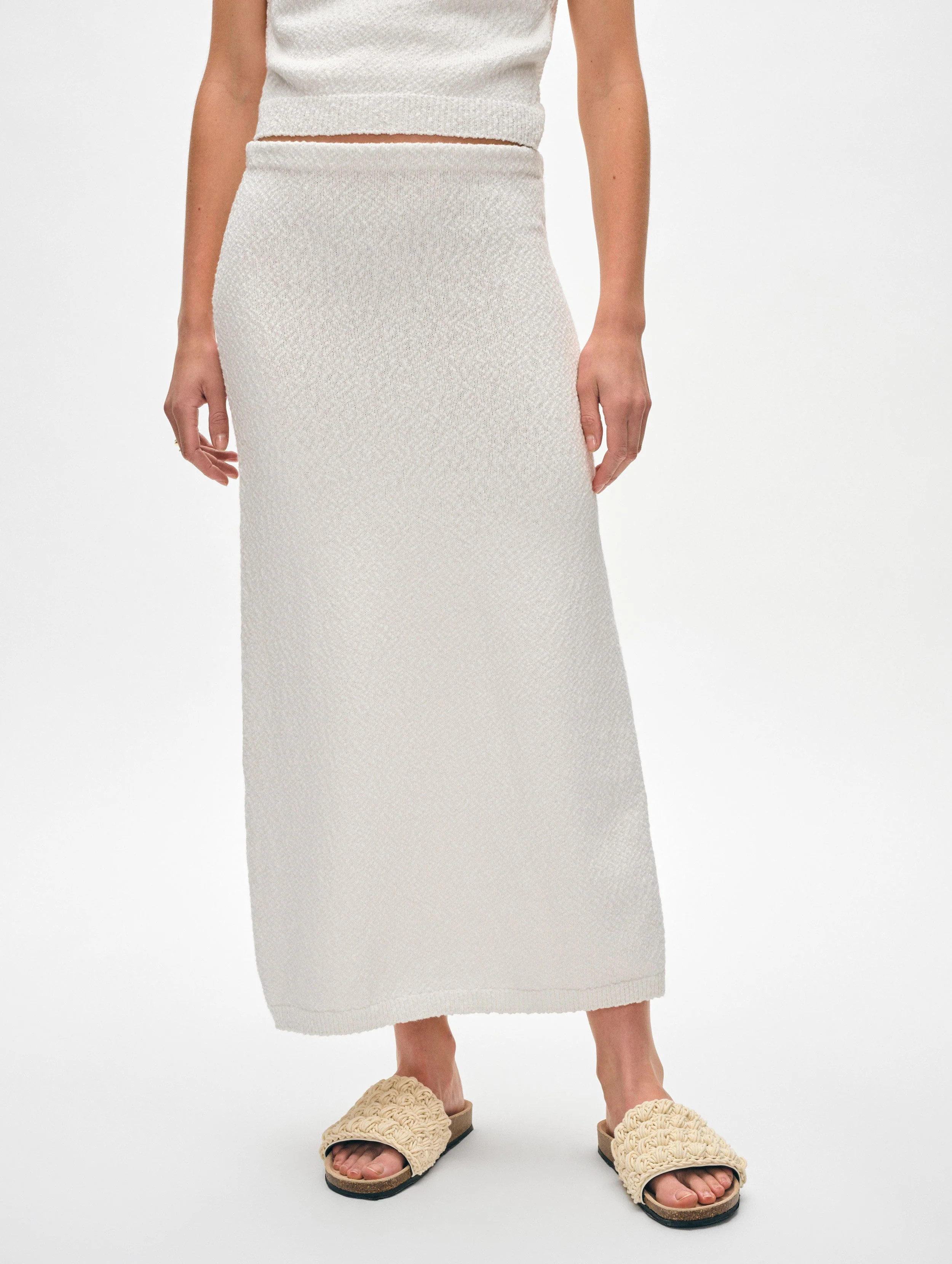 White + Warren Cotton Slub Side Slit Skirt size XS | White and Warren