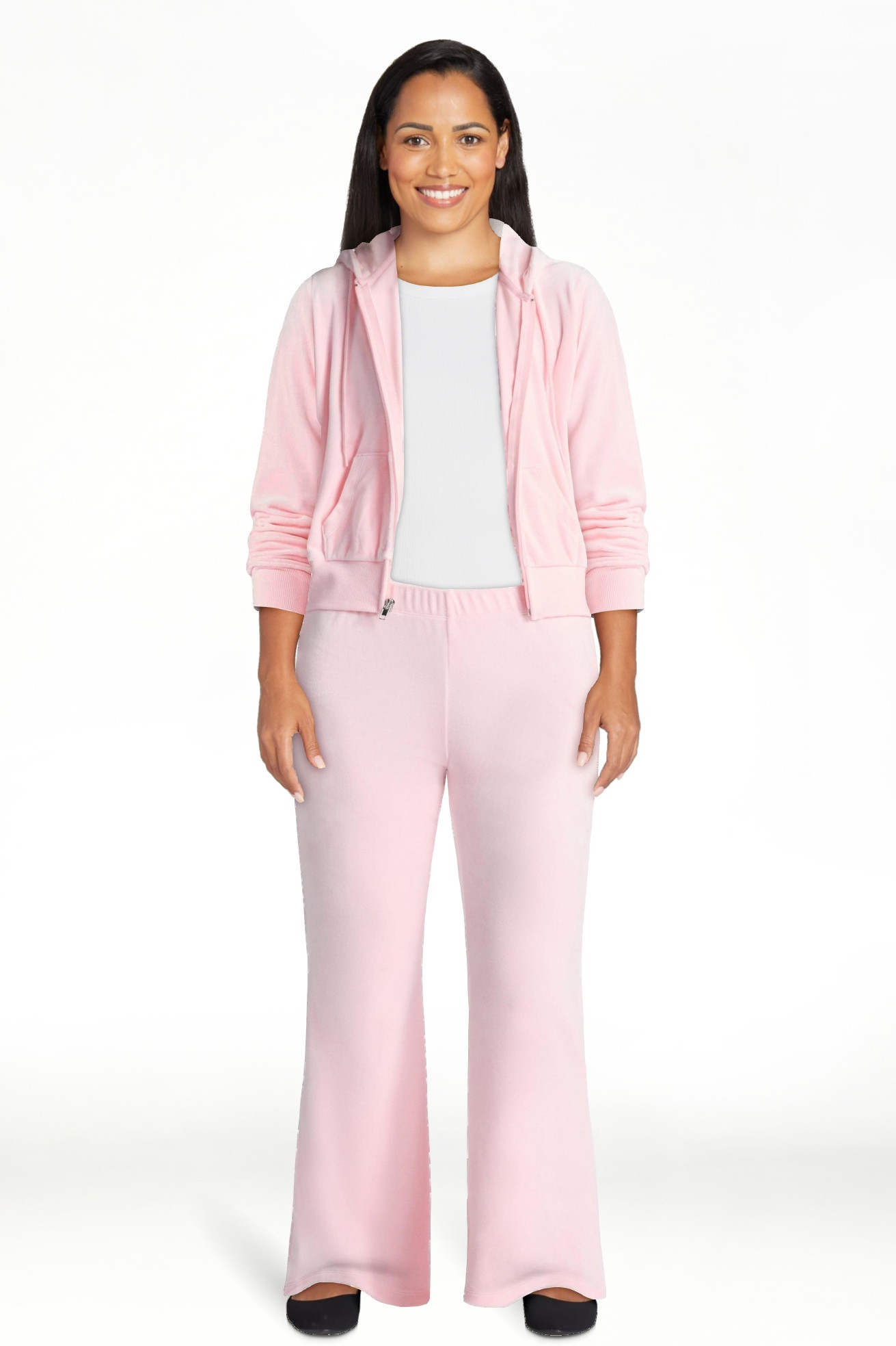 No Boundaries Velour Hoodie and Flare Pants Set, 2-Piece, Women’s | Walmart (US)