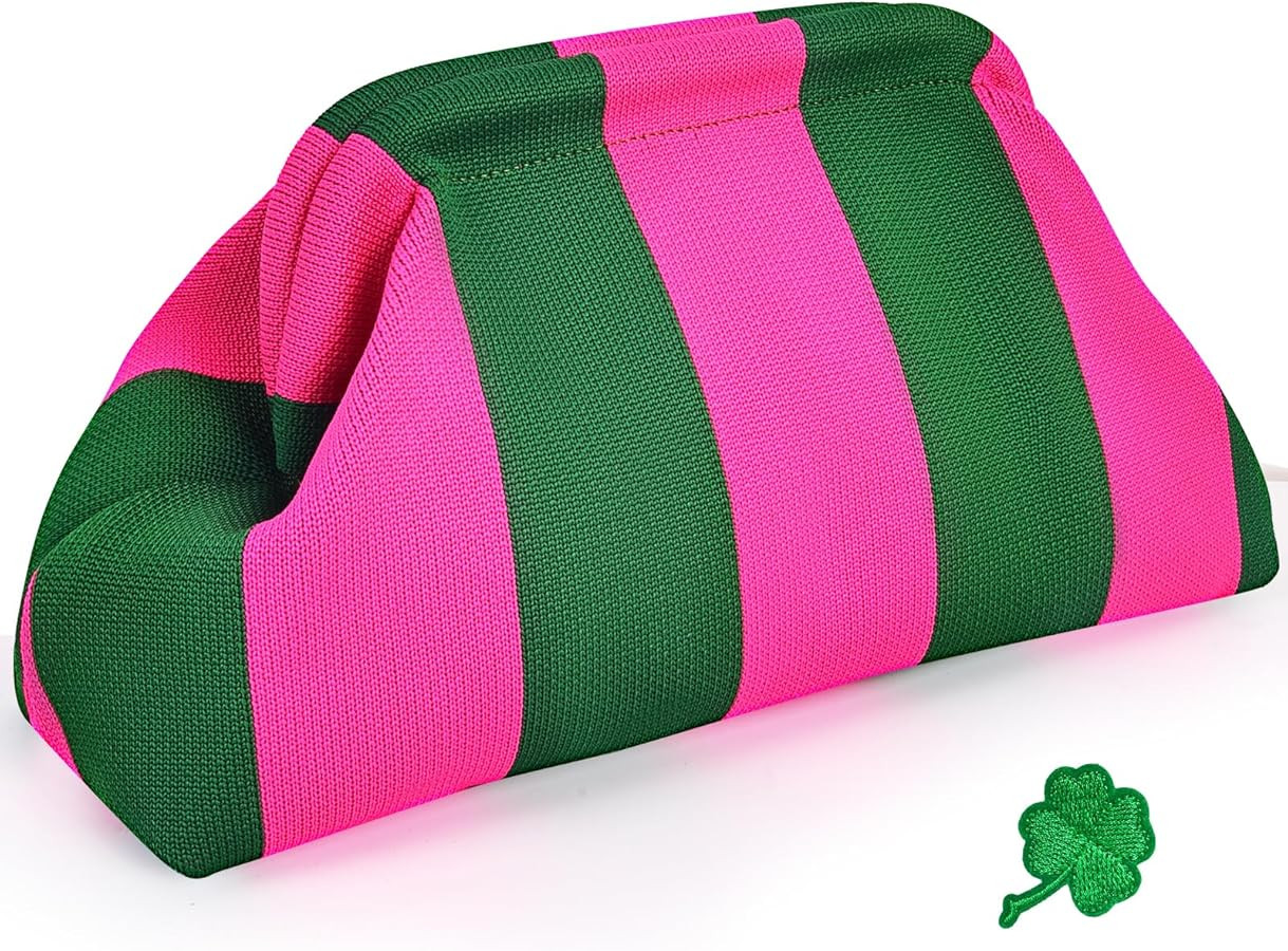 Woven Clutch Purses for Women, Summer Beach Crochet Striped Dumpling Bag Evening Handbag | Amazon (US)