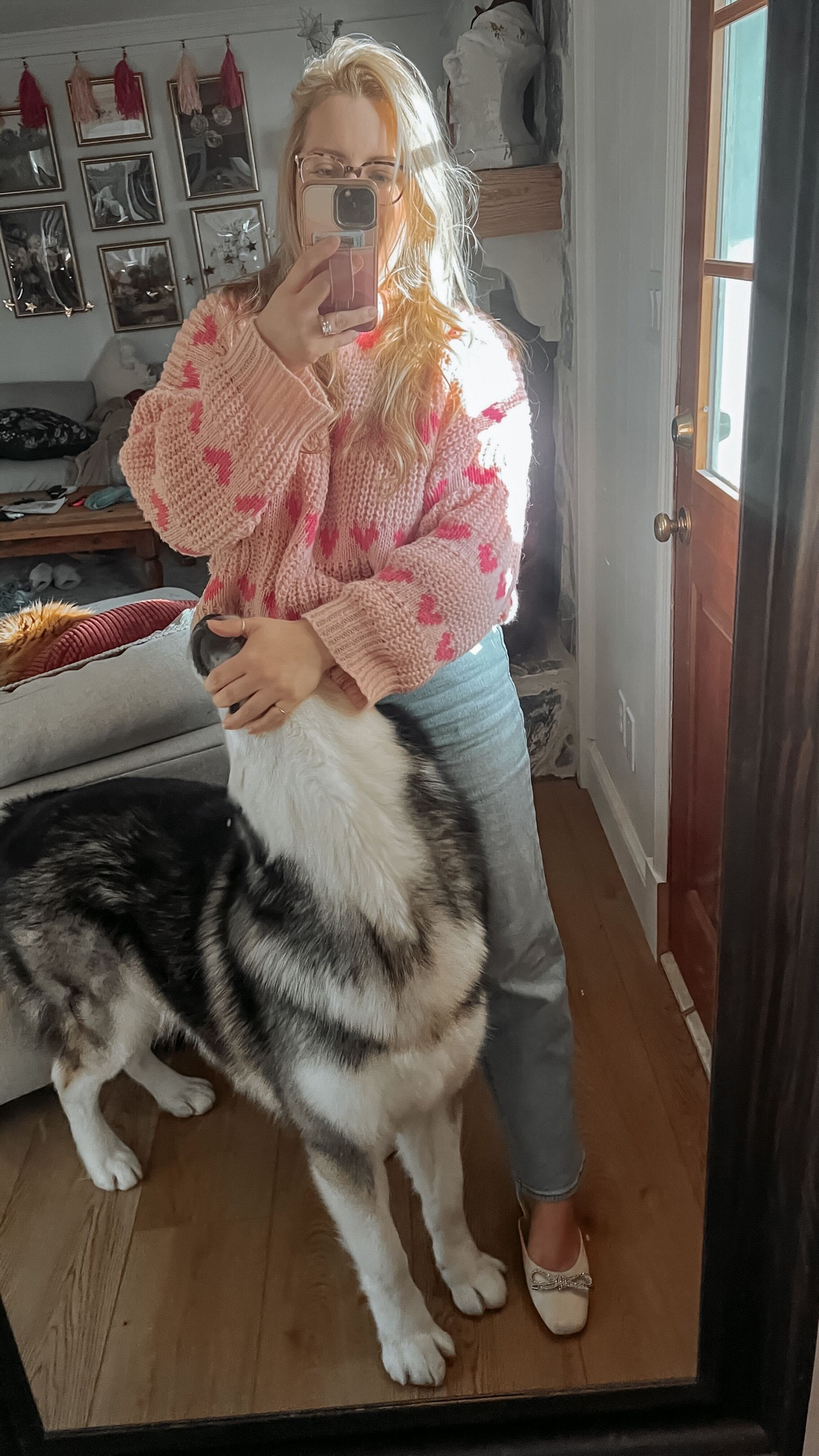 #OOTD Comfy Valentine’s Sweater paired with my fav Old Navy OG Loose Jeans and my new Amazon slides  

#LTKfindsunder50 #LTKstyletip #LTKshoecrush